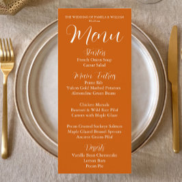 Menu Janto de Casamento do Estilo Simples Laranja Queim