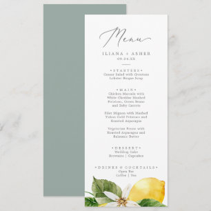 Menu Janto de Casamento do Jardim de Limão Moderno