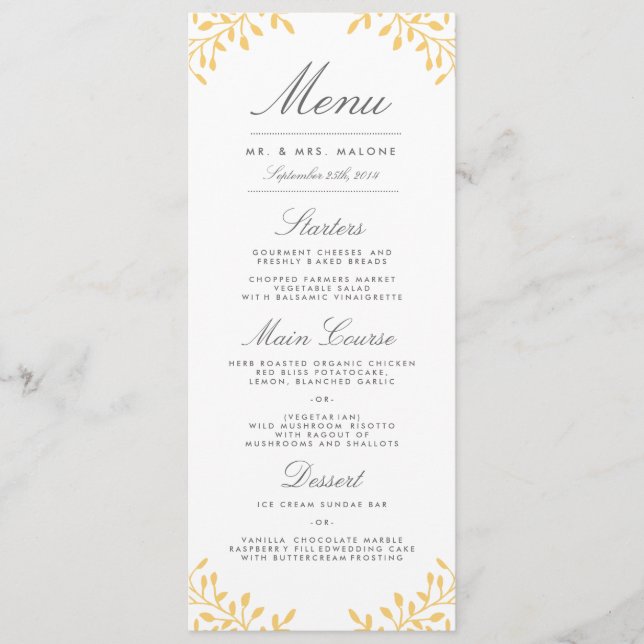 Menu Janto de Casamento do Jardim Secreto - Amarel (Frente)