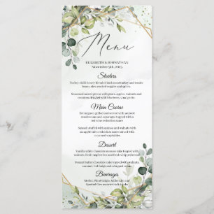 Menu Janto de Casamento do Quadro Dourado Eucalipto Gre