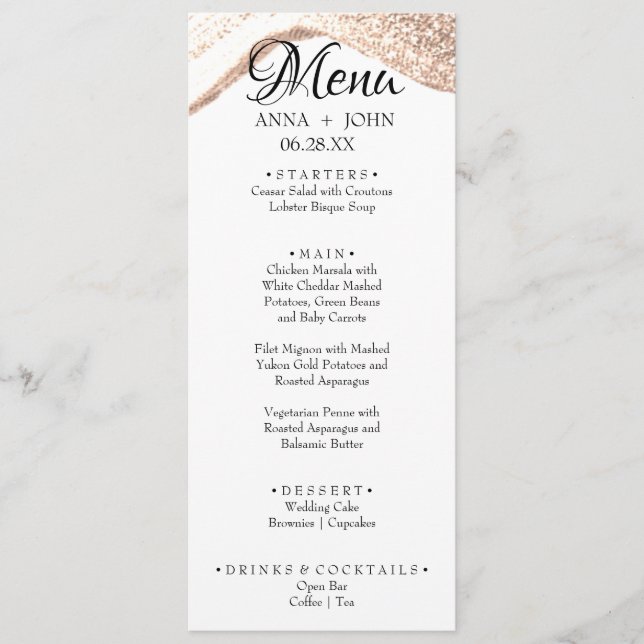 Menu Janto de Casamento Dourado com Literatura Personal (Frente)