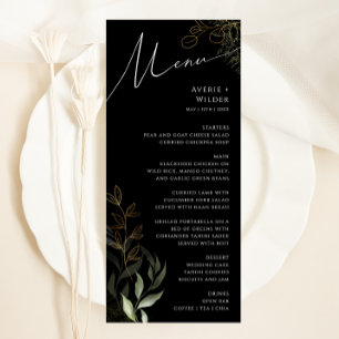 Menu Janto de Casamento Dourado e Preto com Verde Whims