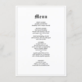 Menu Janto de Casamento Elegante Russo Minimalista