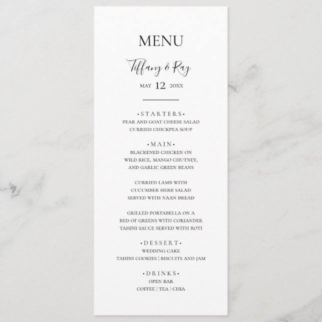 Menu Janto de Casamento Elegante Simples (Frente)