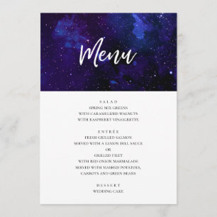 Menu Janto de casamento espacial. Estrelas noturnas. Ma