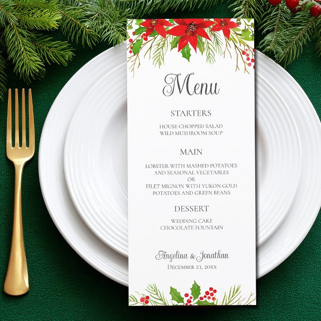 Menu Janto de Casamento Festivo de Natal Red Poinsettia (Criador carregado)