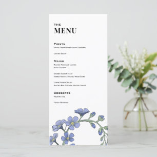 Menu Janto de Casamento Floral Moderno Periwinkle Blue