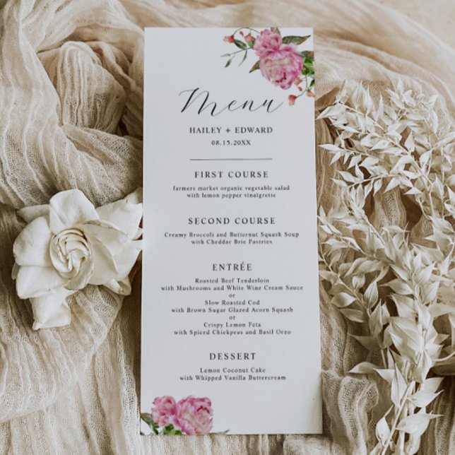 Menu Janto de Casamento Floral Rosa (Criador carregado)