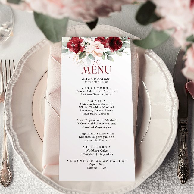Menu Janto de Casamento Floral Rosa-Brilhante (Criador carregado)