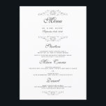 Menu Janto de Casamento Floreado de Prata Antiquad<br><div class="desc">Elegante design florescente de prata. Convidado,  cartões rsvp,  selos postais e muito mais na Loja Little Bayleigh.</div>