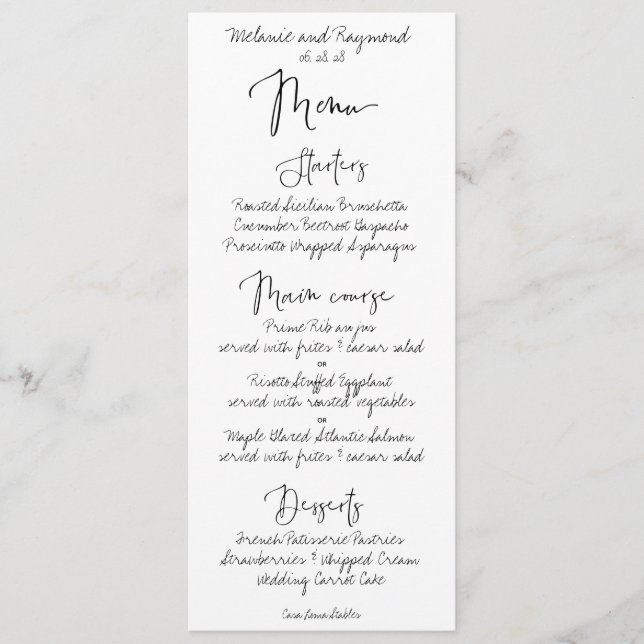 Menu Janto de Casamento Manuscrito (Frente)