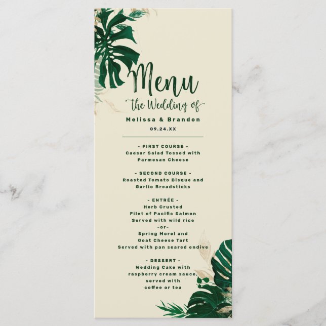 Menu Janto de Casamento Moderno da Greenerescência e Fo (Frente)