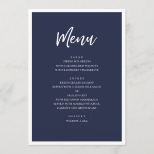 Menu janto de casamento moderno marinho. Azul minimalis