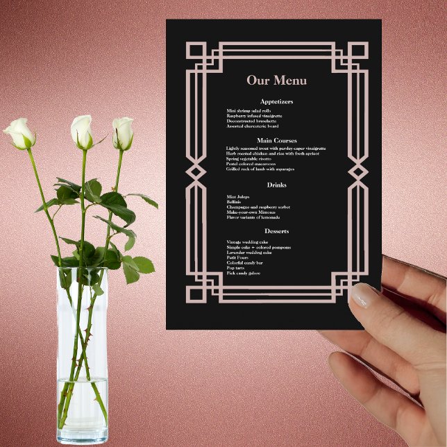 Menu Janto de Casamento Negro do Marinho Dourado Modern (Criador carregado)