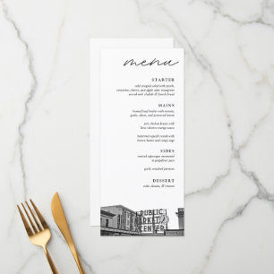 Menu Janto de Casamento Negro e Branco de Seattle Moder