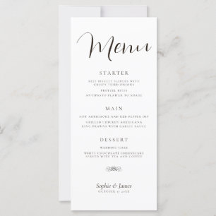 Menu Janto de Casamento Negro e Branco Minimalista