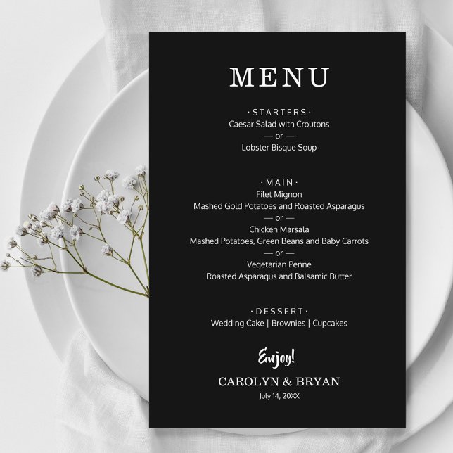 Menu Janto de Casamento Negro Elegante Simples de  (Criador carregado)