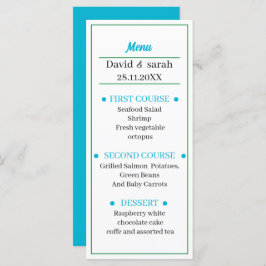 Menu Janto de Casamento Personalizado Azul Claro Simple