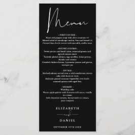 Menu Janto De Casamento Preto E Branco De Script Modern