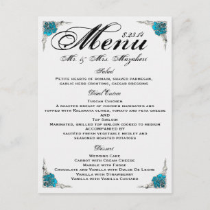 Menu Janto de Casamento Rosa de Prata Azul Obrigad