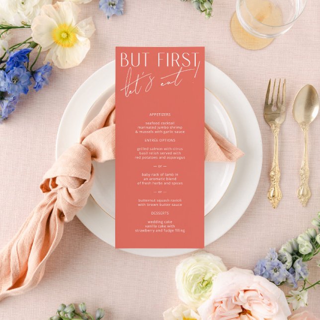Menu Janto de Casamento Rosa Mínimo Moderno (Criador carregado)