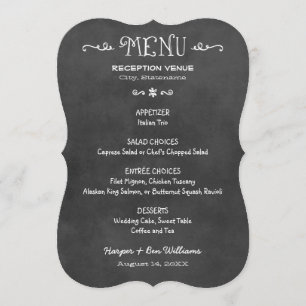 Menu Janto de Casamento Rustic Script Black Chalkboard
