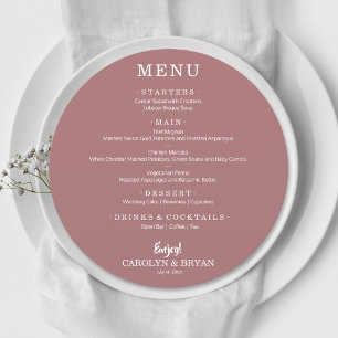 Menu Janto de Casamento Simples do Deserto Elegante Ros