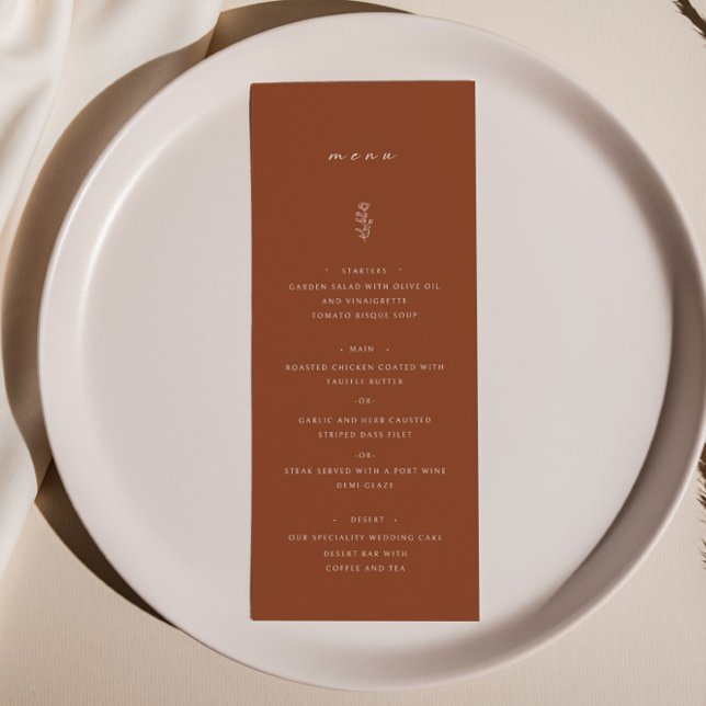 Menu Janto de Casamento Simples Folha Terracotta (Criador carregado)