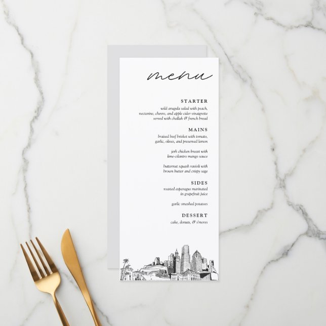 Menu Janto de Casamento Skyline em Miami Beach (Frente/Verso In Situ)