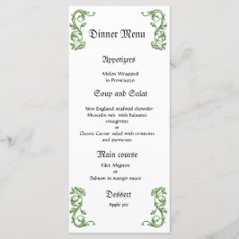 Menu janto de casamento verde clássico e eleganet