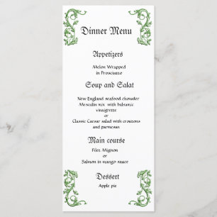 Menu janto de casamento verde clássico e eleganet