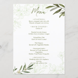 Menu Janto de Casamento Verde da Elegante Floral Botâni