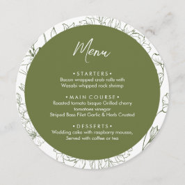 Menu Janto de Casamento Verde da Elegante Floral Botâni