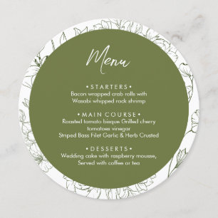 Menu Janto de Casamento Verde da Elegante Floral Botâni