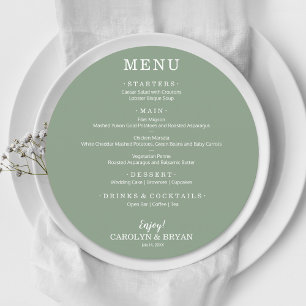 Menu Janto de Casamento Verde da Sage Elegante Simples
