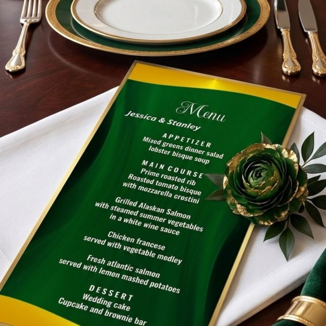 Menu Janto de Casamento Verde Esmeralda Simples El (Criador carregado)