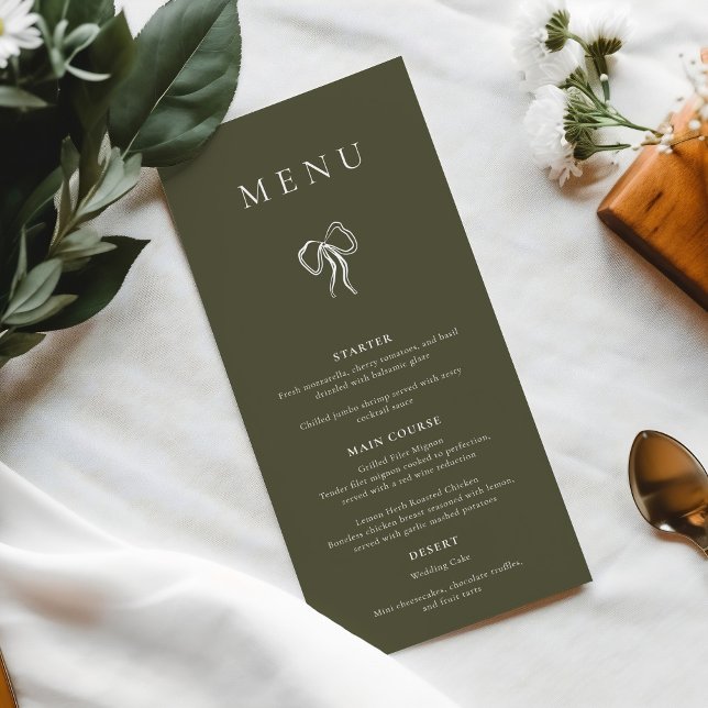 Menu Janto de Casamento Verde Oleícola Moderno Elegante (Criador carregado)