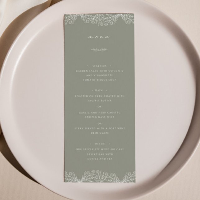 Menu Janto de Casamento Verde Semi Floral Sage (Criador carregado)