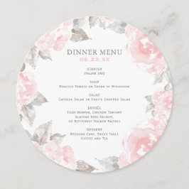 Menu Janto de Casamento Vintage Pink Floral Rosa Waterc