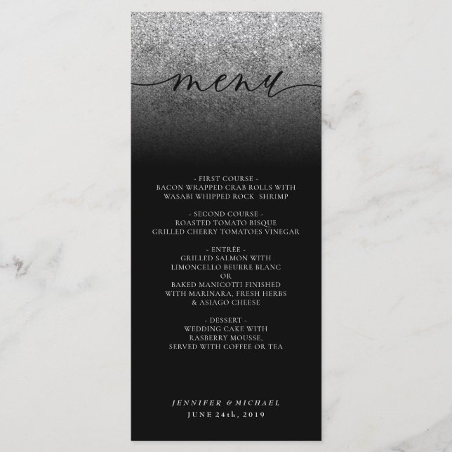 Menu Janto de Cerimônia de Casamento Glitter (Frente)