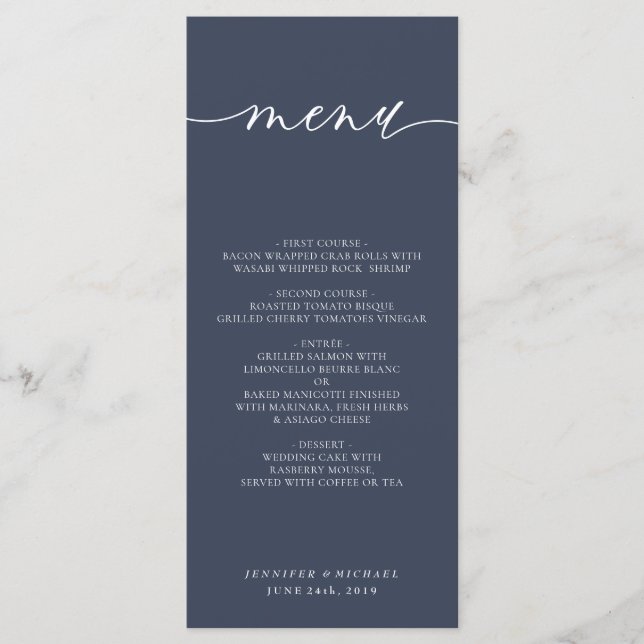 Menu Janto de Cerimônia Moderna de Casamento Simples ma (Frente)