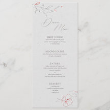 Menu Janto de cinzas simples e flores vermelhas le