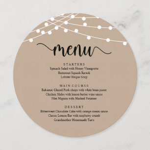 Menu Janto de Elopement Moderno Russo Brown Kraft