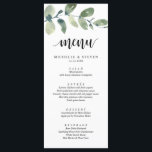 Menu Janto de Elopemento Caseiro Eucalyptus Greenery<br><div class="desc">Cartão de Janto de Elopemento de Casamento Eucalyptus Moderno Verde. Fácil personalização e personalização para suas necessidades, e seus convidados de janto ficarão entusiasmados quando eles virem esse menu de janto perfeito e na moda.</div>