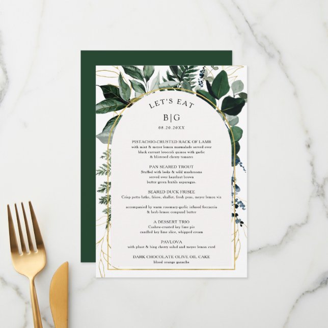 Menu Janto de ensaio botânico de cor aquosa moderna (Frente/Verso In Situ)