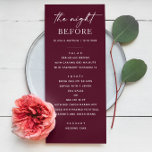 Menu Janto de ensaio da Borgonha | Noite Elegante Antes<br><div class="desc">Modelo do janto de ensaio da Burgundy na noite anterior ao casamento. Esta design simples e elegante ameixa é perfeita para casamentos temáticos de outono, rústico ou vinho. O layout editável permite personalizar os detalhes do janto. Uma escolha eterno para celebrações modernas ou românticas. Coordenando itens disponíveis na minha loja....</div>