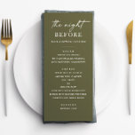 Menu Janto de ensaio do Olive Green | Noite Russo Antes<br><div class="desc">Janto de ensaio verde-oliva na noite anterior ao casamento. Esta modelo editável é perfeita para casamentos rústicos,  botânicos,  florestais ou da natureza. Apresenta um layout minimalista e uma paleta verde orgânica,  ideal para celebrações modernas ou terríveis. Itens correspondentes disponíveis na minha loja.</div>
