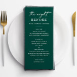 Menu Janto de ensaio Emerald Green | A Noite Antes<br><div class="desc">O menu de janto de ensaio de Emerald Green para a noite anterior ao casamento. Ideal para a floresta, a natureza inspirada, ou casamentos florestais. Este modelo elegante e editável apresenta uma paleta verde profunda que se emparelha lindamente com temas rústicos ou botânicos. Matando papelaria de casamento disponível na minha...</div>