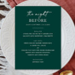 Menu Janto de ensaio Emerald Green | Noite Antes<br><div class="desc">Faça uma declaração ousada em "A Noite Antes" com este menu de janto de ensaio verde esmeralda. Apresentando um rico tom de joia e uma tipografia moderna minimalista, esta design adiciona sofisticação à sua celebração pré-casamento. Perfeito para o inverno ou casamentos formais. Emerald é uma escolha notável para casais que...</div>