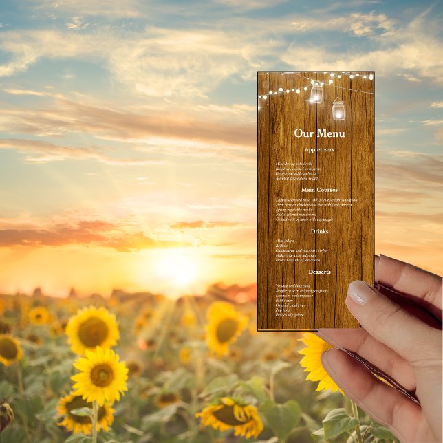 Menu Janto de Luzes de Travagem de Mason Jar da Madeira (Criador carregado)